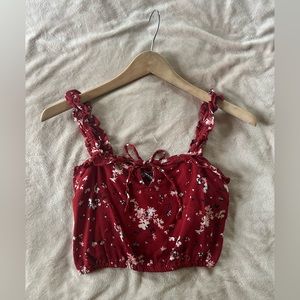 Abercrombie & Fitch Ruffle Strap Floral Crop Top